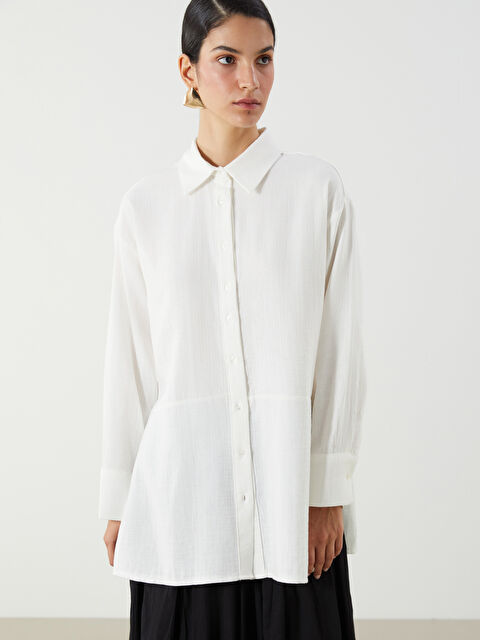 LCW Modest Oversize Müslin Kadın Gömlek Tunik - S5MP99Z8-EEW