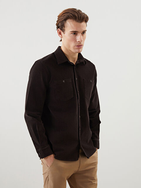 LCWAIKIKI Classic Regular Fit Uzun Kollu Kadife Erkek Gömlek - S5MQ38Z8-CT9