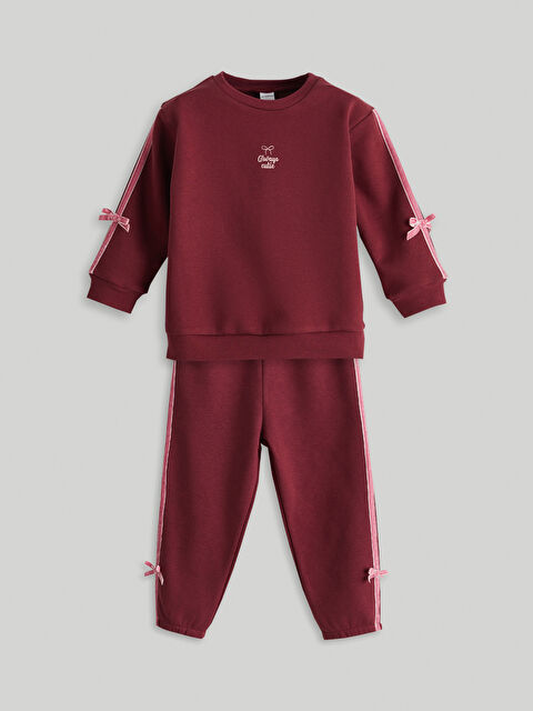 LCW Kids Kurdele Detaylı Kız Çocuk Sweatshirt ve Eşofman Alt 2'li - S5MQ57Z1-HJC