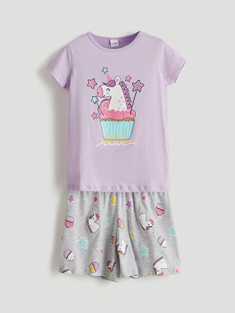 LCW Kids Bisiklet Yaka Kız Çocuk Şortlu Pijama Takımı