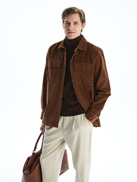 LCWAIKIKI Classic Rahat Kalıp Uzun Kollu Kadife Erkek Dokulu Gömlek - S5MQ93Z8-RSE