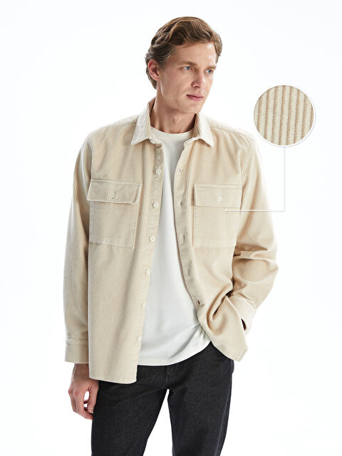 LCWAIKIKI Classic Rahat Kalıp Uzun Kollu Kadife Erkek Dokulu Gömlek - S5MQ93Z8-SKY