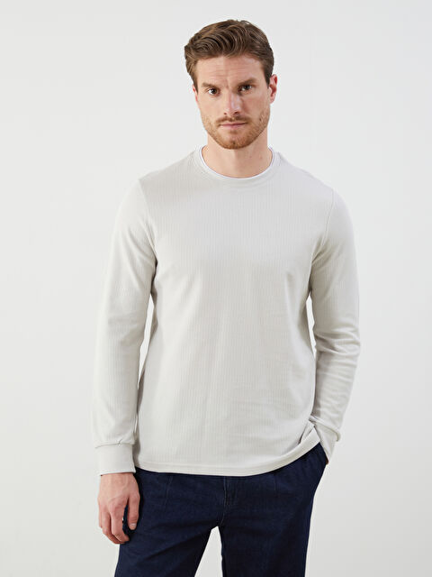 LCWAIKIKI Classic Bisiklet Yaka Uzun Kollu Erkek Sweatshirt - S5MR03Z8-J0B