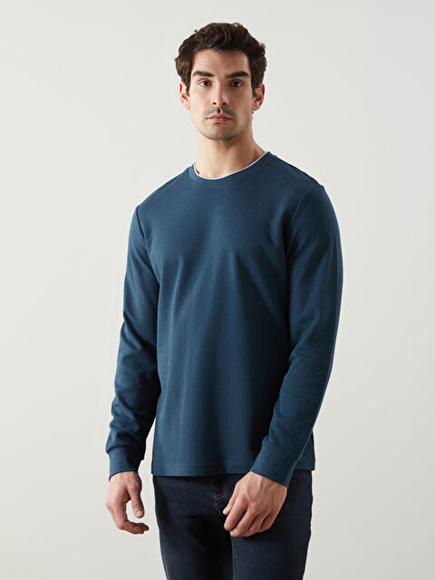 LCWAIKIKI Classic Bisiklet Yaka Uzun Kollu Erkek Sweatshirt - S5MR03Z8-QT0