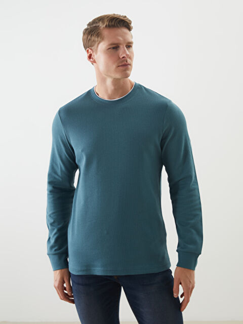 LCWAIKIKI Classic Bisiklet Yaka Uzun Kollu Erkek Sweatshirt - S5MR03Z8-Z7D