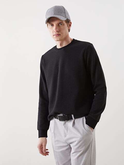 LCWAIKIKI Basic Bisiklet Yaka Uzun Kollu Erkek Sweatshirt - S5MR04Z8-CVL