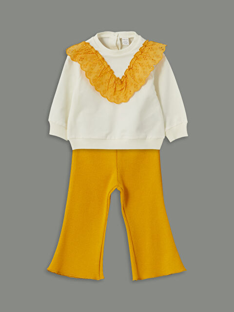 LCW baby Bebe Yaka Çiçekli Kız Bebek Bluz ve Pantolon - S5MR38Z1-FDU