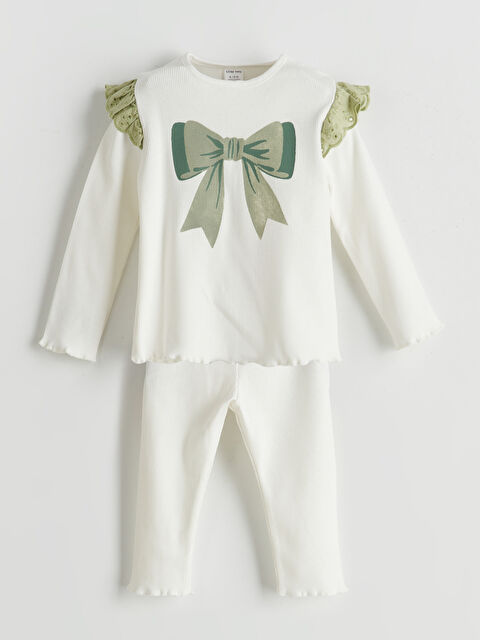 LCW baby Kurdele Detaylı Kız Bebek Bluz ve Tayt 2'li - S5MR67Z1-FDL