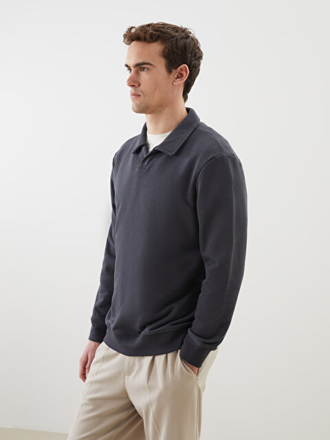 LCW Vision Polo Yaka Uzun Kollu Erkek Sweatshirt - S5MS12Z8-CZM