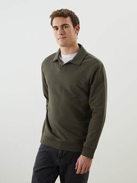 LCW Vision Polo Yaka Uzun Kollu Erkek Sweatshirt - S5MS12Z8-F7Z