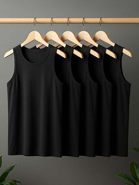 LC WAIKIKI U Yaka Penye Erkek Atlet 5'li Paket - S5MS60Z8-CVL