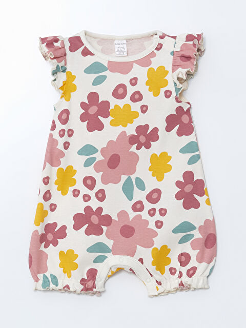 LCW baby Bisiklet Yaka Çiçekli Kız Bebek Ribana Tulum - S5MT05Z1-LQA