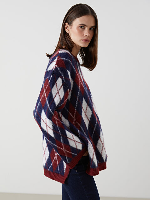 XSIDE Bisiklet Yaka Baklava Desenli Kadın Triko Kazak - S5MT16Z8-YYP