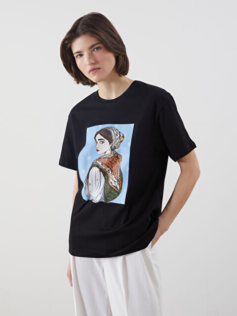 LCW Vision Bisiklet Yaka Baskılı Kadın Tişört - S5MT40Z8-CVL