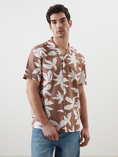 Natuvera Regular Fit Kısa Kollu Desenli Erkek Gömlek - S5MT61Z8-D4D
