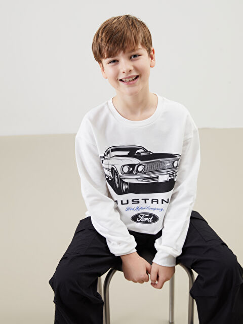 LCW Kids Bisiklet Yaka Ford Baskılı Erkek Çocuk Sweatshirt - S5MT70Z4-FDU