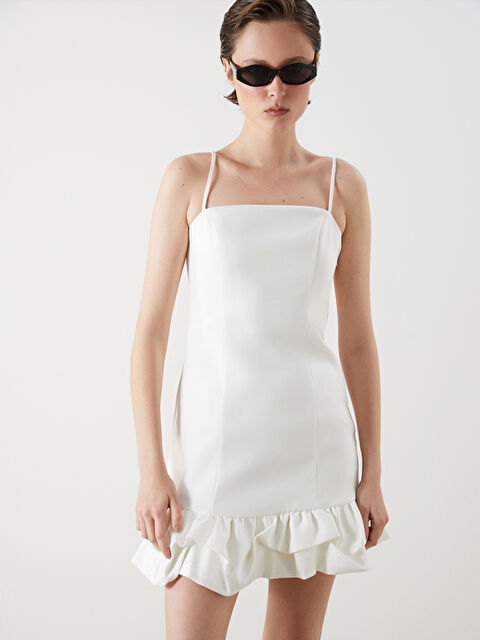 LCW Vision Kare Yaka Askılı A Kesim Poplin Mini Elbise - S5MT91Z8-Q6K