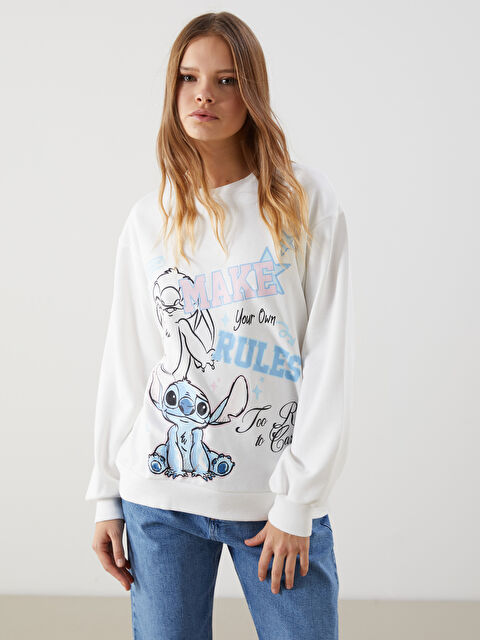 XSIDE Lilo & Stitch Baskılı Oversize Kadın Sweatshirt - S5MU01Z8-R9J
