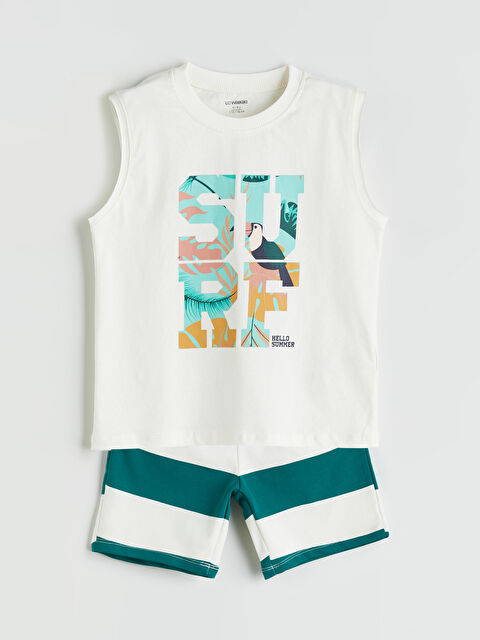 LCW Kids Bisiklet Yaka Baskılı Erkek Çocuk Atlet ve Şort 2'li - S5MU12Z1-R9J
