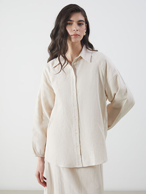 LCW Modest Oversize Müslin Kadın Gömlek - S5MU21Z8-YLD