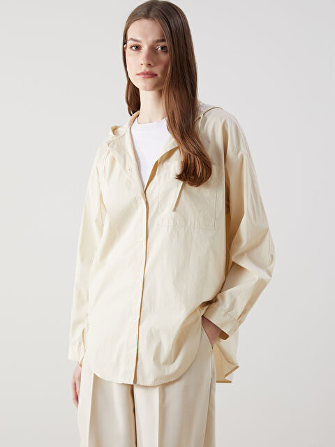 LCW Modest Kapüşonlu Oversize Poplin Kadın Tesettür Kap - S5MU52Z8-FEJ