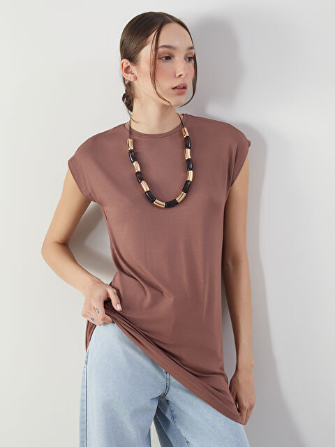 LCWAIKIKI Classic Bisiklet Yaka Kadın Tişört - S5MU75Z8-H1K