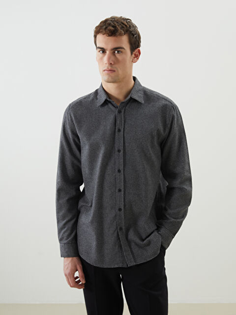 SOUTHBLUE Slim Fit Uzun Kollu Desenli Erkek Oduncu Gömlek - S5MU77Z8-DKB