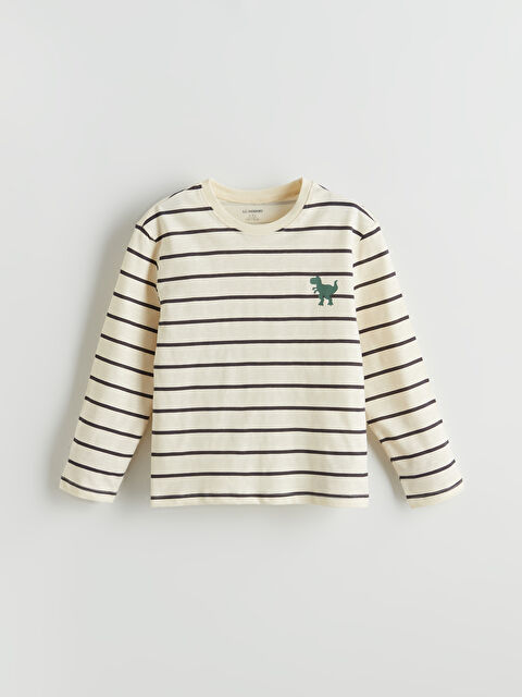 LCW Kids Bisiklet Yaka Çizgili Erkek Çocuk Tişört - S5MU94Z1-LQA