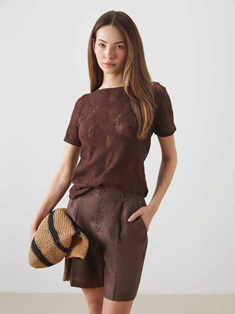 LCWAIKIKI Classic Bisiklet Yaka Dantelli Bluz - S5MV39Z8-HFE