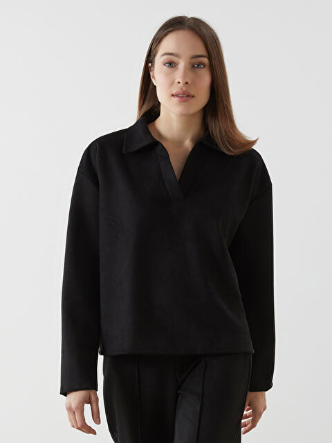 LCW Comfort Polo Yaka Kadın Sweatshirt - S5MV51Z8-CVL