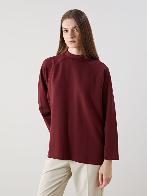 LCW Modest Dik Yaka Oversize Kadın Sweatshirt Tunik - S5MV57Z8-HRW