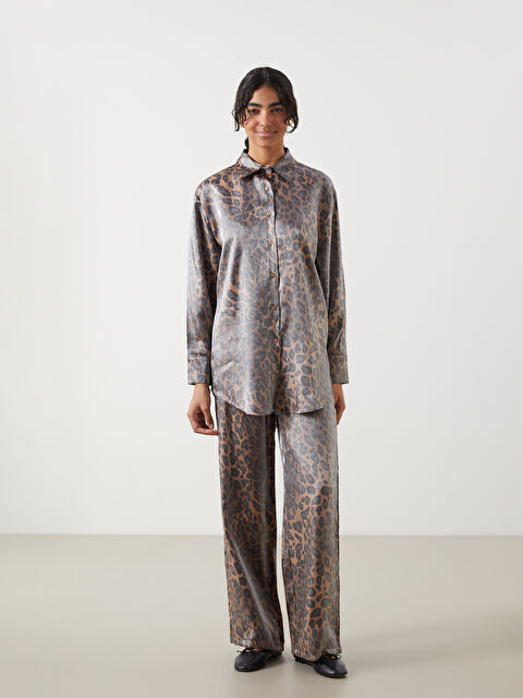 LCW Modest Beli Lastikli Leopar Desenli Kadın Pantolon - S5MY05Z8-LQY