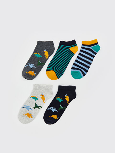 LCW Kids Desenli Erkek Çocuk Patik Çorap 5'li - S5MY46Z4-K00