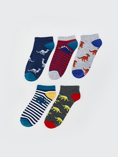 LCW Kids Desenli Erkek Çocuk Patik Çorap 5'li - S5MY48Z4-K00