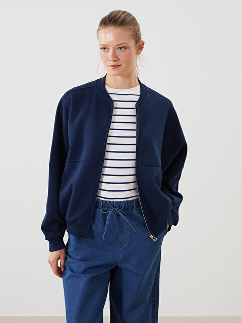 LCWAIKIKI Classic Kolej Yaka Kadın Fermuarlı Sweatshirt - S5MY49Z8-E1J