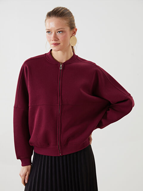 LCWAIKIKI Classic Kolej Yaka Kadın Fermuarlı Sweatshirt - S5MY49Z8-JAV