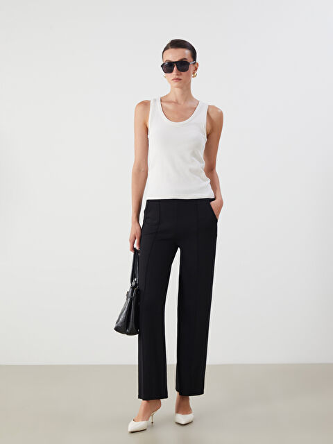 LCWAIKIKI Classic Beli Lastikli Kadın Pantolon - S5MY53Z8-CVL