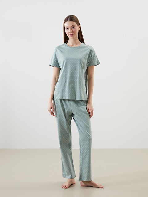 LCW DREAM Bisiklet Yaka Puantiyeli Kadın Pijama Takımı - S5MY64Z8-LRR