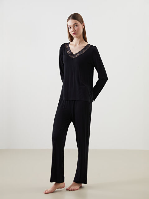 LCW DREAM V Yaka Kadın Pijama Takımı - S5MY74Z8-CVL