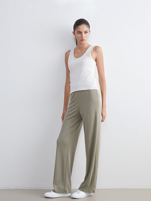 LCWAIKIKI Classic Beli Lastikli Modal Karışımlı Kadın Pantolon - S5MY97Z8-QZR