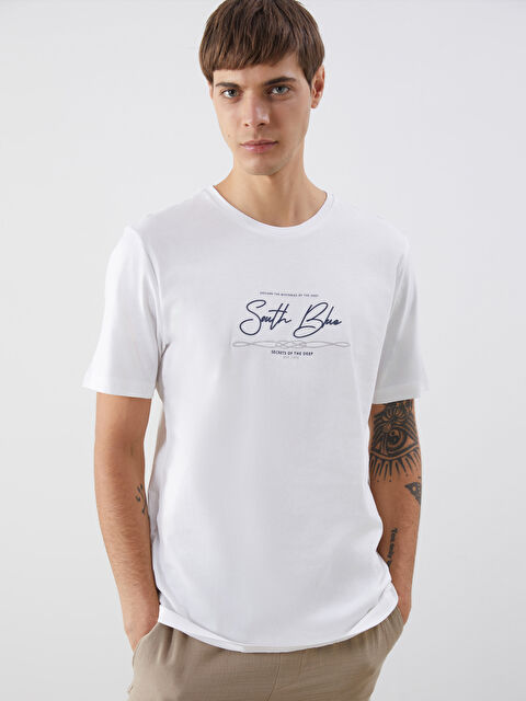 SOUTHBLUE Bisiklet Yaka Baskılı Penye Erkek Tişört - S5N009Z8-R9J