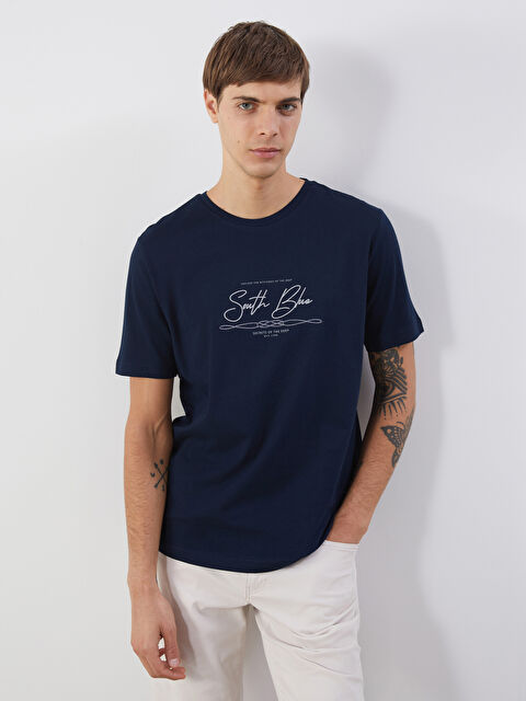 SOUTHBLUE Bisiklet Yaka Baskılı Penye Erkek Tişört - S5N009Z8-RFH