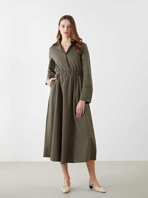 LCW Modest Gömlek Yaka Poplin Kadın Elbise - S5N036Z8-ZHH