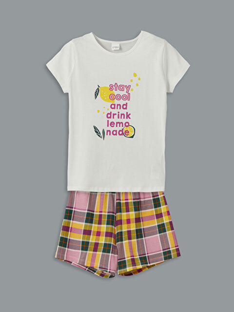 LCW Kids Bisiklet Yaka Kız Çocuk Şortlu Pijama Takımı - S5N067Z4-EEW