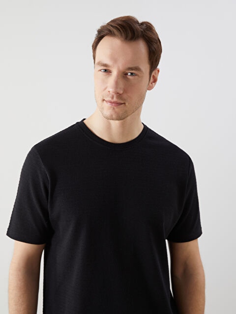 XSIDE Bisiklet Yaka Erkek Dokulu Tişört - S5N071Z8-CVL