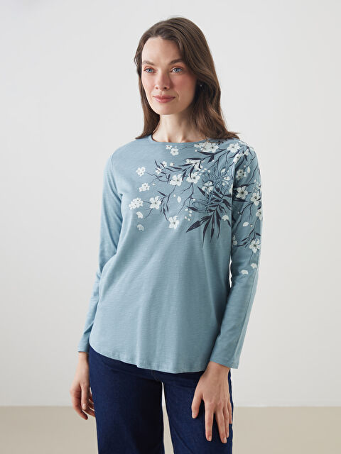 LCW Grace Bisiklet Yaka Çiçekli Kadın Bluz - S5N105Z8-GQT