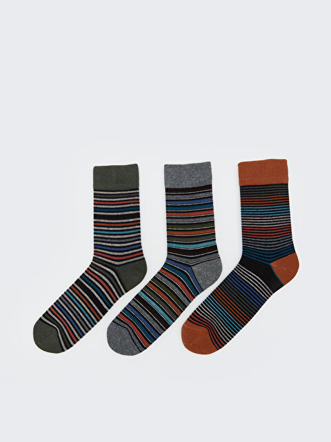 LCW ACCESSORIES Çizgili Erkek Soket Çorap 3'lü - S5N181Z8-K00