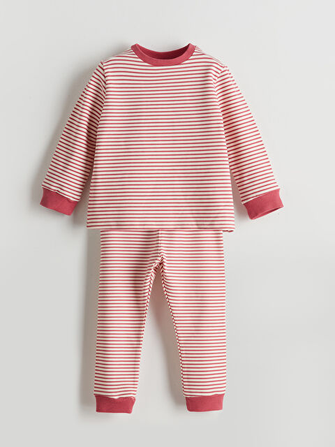 LCW baby Bisiklet Yaka Çizgili Kız Bebek Pijama Takımı - S5N220Z1-LHS