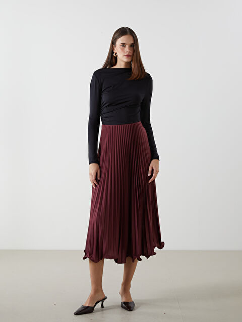 LCW Modest Beli Lastikli Şifon Kadın Pileli Etek - S5N225Z8-CTM