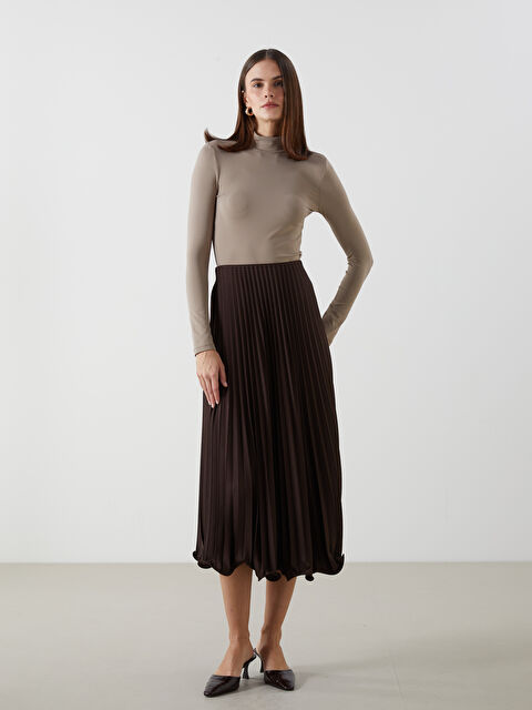 LCW Modest Beli Lastikli Şifon Kadın Pileli Etek - S5N225Z8-ZHA